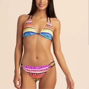 NWT TRINA TURK Prismatic Rainbow Bikini Set Solid and striped Swimwear